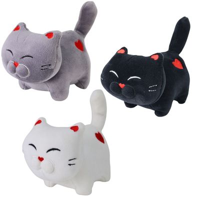 Plüschkatze mit Herz 16 cm Kuscheltier Stofftier Geschenk Plüschtier Katze