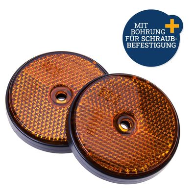 Anhänger Reflektor rund orange 2er-Set zum Anschrauben Auto Anhängerzubehör Filmer