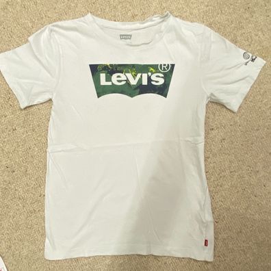 Levi´s Jungen T-Shirt Weiß Gr. 164 Weltkarten-Logo | Kleine Makel
