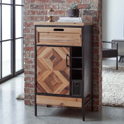 Apothekerkommode HWC-Q77, Schrank Industrial Vintage/Shabby Holz Metall 85x45x35cm