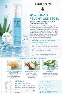 Tautropfen Pro Youth Hyaluron Intensiv Feuchtigkeitsgel Gesicht 50 ml