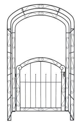 Pforte DELHI mit Rosenbogen Stahl Braun-Schwarz 215x115x43 Eingangstor Gartentor