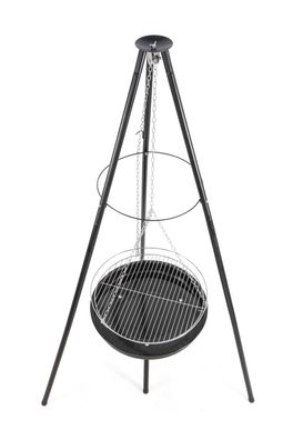 Schwenkgrill MOMO Eisen Schwarz-Silber 152x69x76 Holzkohlegrill Topfgrill