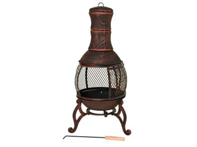 Terrassenofen NIL Gusseisen Dunkelbraun 90x50x50 Feuerstelle Feuerkorb Garten