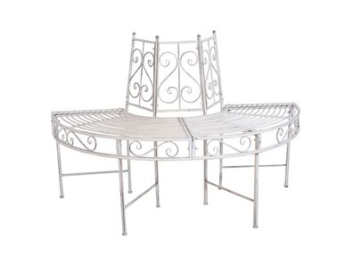 Baumbank FRIDA Stahl Antik-weiß 80x63x122 Gartenbank Baumbank-Halbkreis