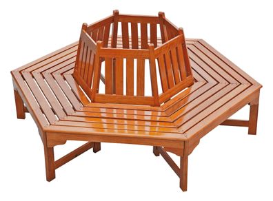Baumbank NADIA 6eckig Eukalyptus Braun 78x155x155 Gartenbank wetterfest