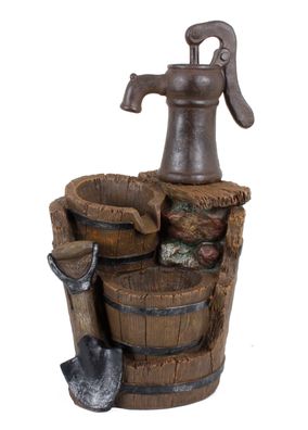 Brunnen KEVIN Holz-/Stein-Optik Kunststoff Braungrau 60x30x34 Gartendeko