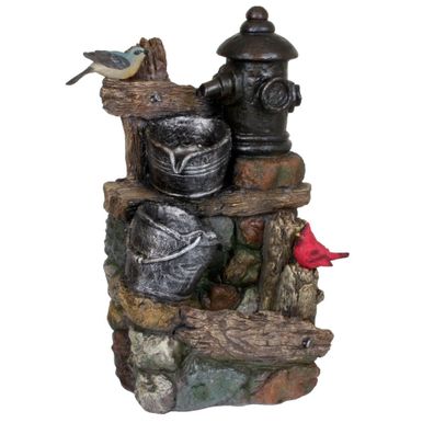 Brunnen KONRAD Holz-/Stein-Optik Kunststoff Braungrau 60x36x25 Gartendeko