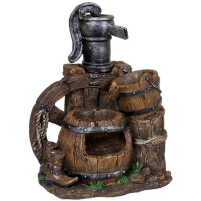 Brunnen MANUEL Holz-/Stein-Optik Kunststoff Braungrau 61x45x34 Gartendeko