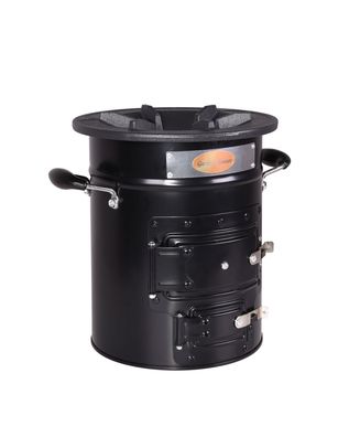 Raketenofen LOTI Edelstahl Schwarz 29,5x26,5x26,5 Rocket Stove für Dutch Oven