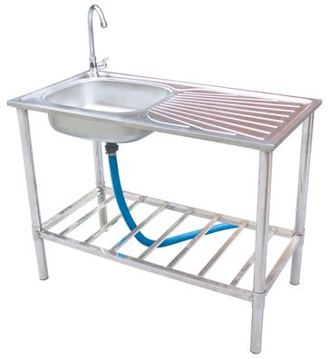 Spültisch FREDDI Freistehend Edelstahl Silber 5x50x100 Küchenspüle
