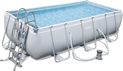 Pool SWIM eckig Kunststoff Grau 100x201x404 Komplett-Set Aufstellpool Gartenpool