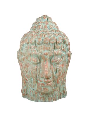 Buddhakopf CELO Kunststoff Kupfer-Grün 110x76x76 Gartendeko Outdoor Indoor