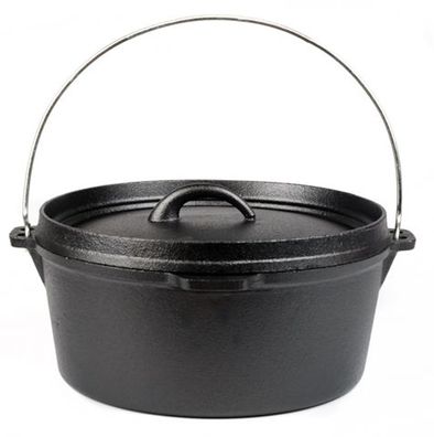 Dutch Oven SIMBA 2er Set 5L Gusseisen Schwarz 10x24,5x24,5 Feuertopf Gusseisener