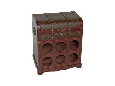 Weinregal GEUC Kolonialstil Holz Dunkelbraun 48x41x30,5 Weinständer