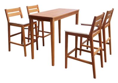 Barset BERN 5-tlg. inkl. Kissen Eukalyptus Natur 100x60x107 Barmöbel-Set