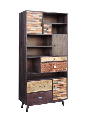 Wohnzimmerregal ARVID Holz Mehrfarbig 183x80x40 Regal Bücherreal offener Schrank