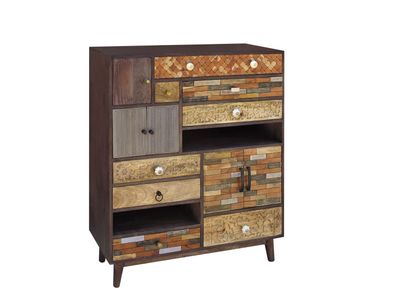 Kommode ARVID Holz Mehrfarbig 121x100x40 Schrank Schlafzimmer Sideboard
