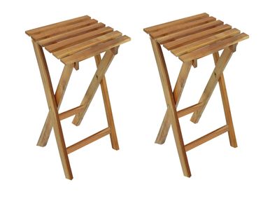 Hocker CAIRO 2er Set Eukalyptus Natur 62x27x29 Sitzhocker Beistelltisch