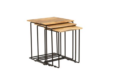 Beistelltisch PEER 3er Set Mangoholz Braun 54x45x45 Couchtisch Sofatisch