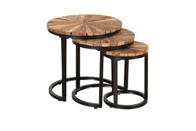 Beistelltisch ARNE 3er Set Massivholz Braun 46x46x46 Couchtisch Sofatisch