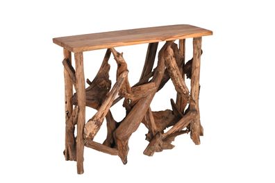 Tisch TIM Teakwurzel Design Teak Natur 81x30x99 Holztisch Minimalistisch