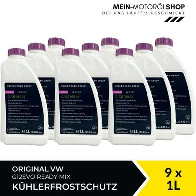 VW Original Kühlerfrostschutz G12EVO Ready Mix 9x1 Liter
