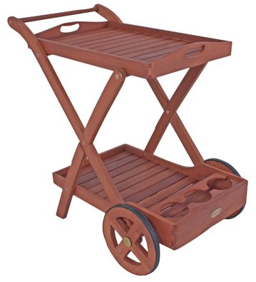 Teewagen RENATE mit 2 Etagen geölt Eukalyptus Natur 80x54x88 Servierwagen