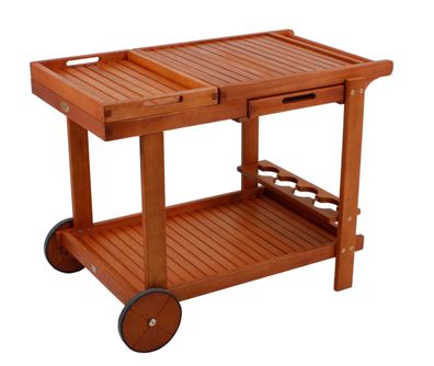 Servierwagen MANUEL Rollbar Eukalyptus Natur 76x60x100 Etagenwagen Tischwagen