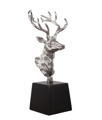 Deko-Hirsch ELSA Aluminium Silber 48x19x21,5 Hirsch-Skulptur Tier-Dekoration