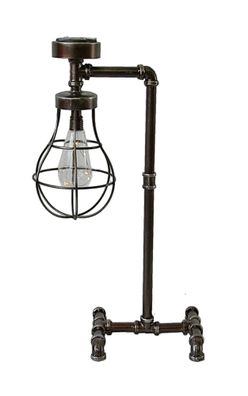 Solar-Stehlampe TURIN Stahl Braun 59x22x33 Gartenlampe Tischlampe Outdoor