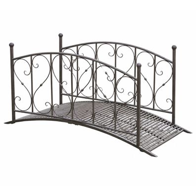 Gartenbrücke PARIS mit Geländer Antik-Optik Stahl Schwarzbraun 91,7x79,3x181,4