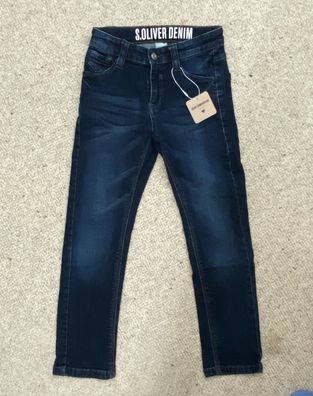 s. Oliver Jungen Jeans Gr. 122 slim Dunkelblau Modell Pelle verstellbarer Bund | Sehr