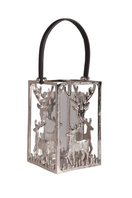 Laterne EMIL Aluminium Silber 31x23,5x20 Gartenleuchte Tischlampe Hängelampe