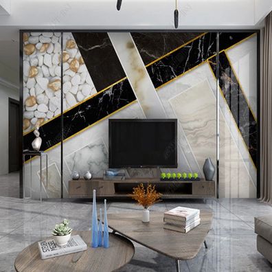 Fototapete Marmor Geometrie Weiß Luxus Wandbild XXL Vliestapete 10776
