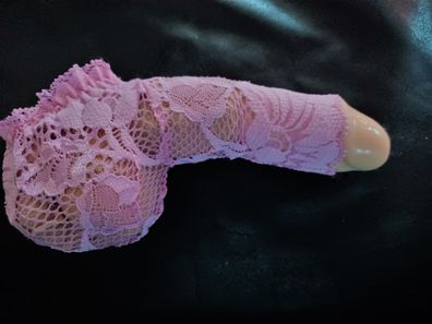 Penissocke aus rosa französischer Spitze Man-Gadget transparent Handmade in Germany