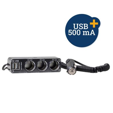 Bordspannungs Steckdose 3-fach 12 V 2 x USB Steckplätze 5 V 500mA Autozubehör