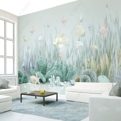 3D Fototapete Unterwasserwelt Kinderzimmer Pastell XXL Vliestapete 10829