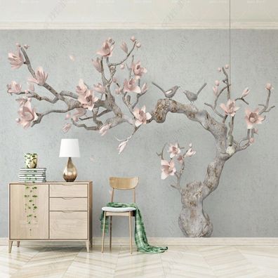 3D Fototapete Rosa Magnolie Baum Blüten Wandbild XXL Vliestapete 10848