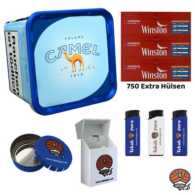 Camel Blue/Blau Volumentabak 285g Eimer, Winston Extra Hülsen, Zubehör