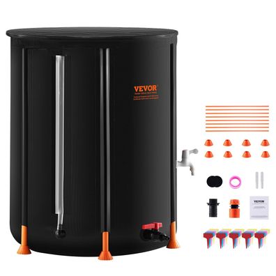 VEVOR Faltbare Regentonne 250 L PVC mit Zapfhahn und ßberlaufset