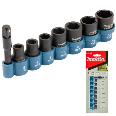Makita Stecknuss-Set Schlagnuss Schlagnüsse 1/4'' mit Adapter 6-13mm 8tlg