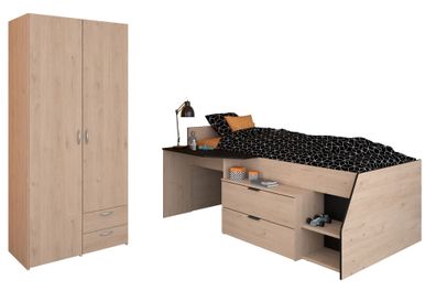 Kinderzimmer Set Parisot Milky 2-tlg. Holzdekor Weiß/Eiche