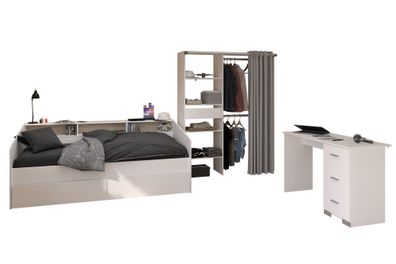 Kinderzimmer Set Parisot Sleep 3-tlg. Holzdekor Weiß/Eiche