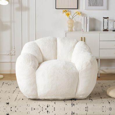Petalenförmiger Sitzsack Sessel mit Füllung, Luxus Lounge Bean Bag Kunstfell