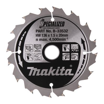 Makita Kreissägeblatt 136x20x16Z Specialized Holz B-33532 Holz • Fast Cut