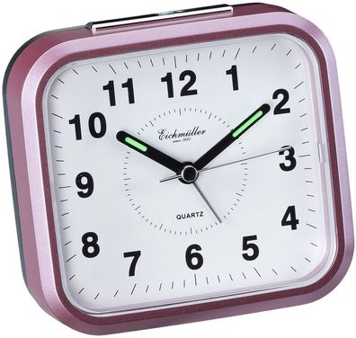 Eichmüller Wecker Analog rosa Quarzwerk Leuchtzeiger Weckwiederholung