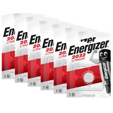 6x Energizer CR 2032 3V Batterie Lithium Knopfzelle DL2032 im Blister 240mAh