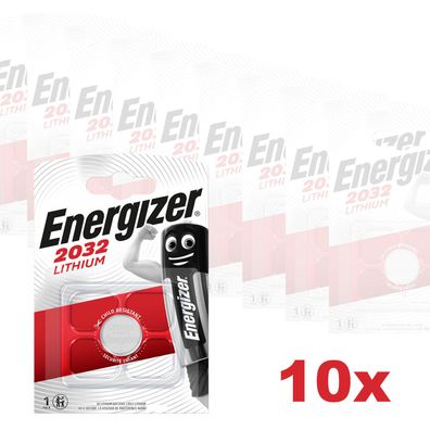 10x Energizer CR 2032 3V Batterie Lithium Knopfzelle DL2032 im Blister 240mAh