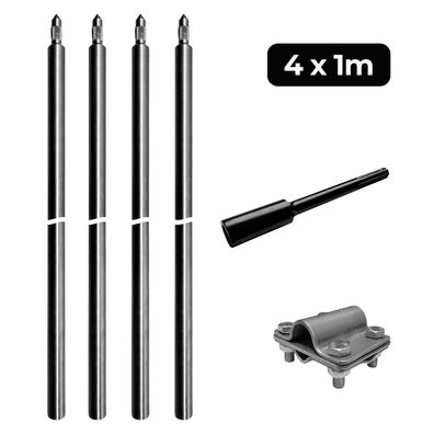 Tiefenerder Niro V4A SET 4x1000mm Ø20mm Inklusive SDS-Max Schlagkopf & Klemme